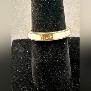 Coach Signature Cream and Gold Enameled Ring size 7.5 0779